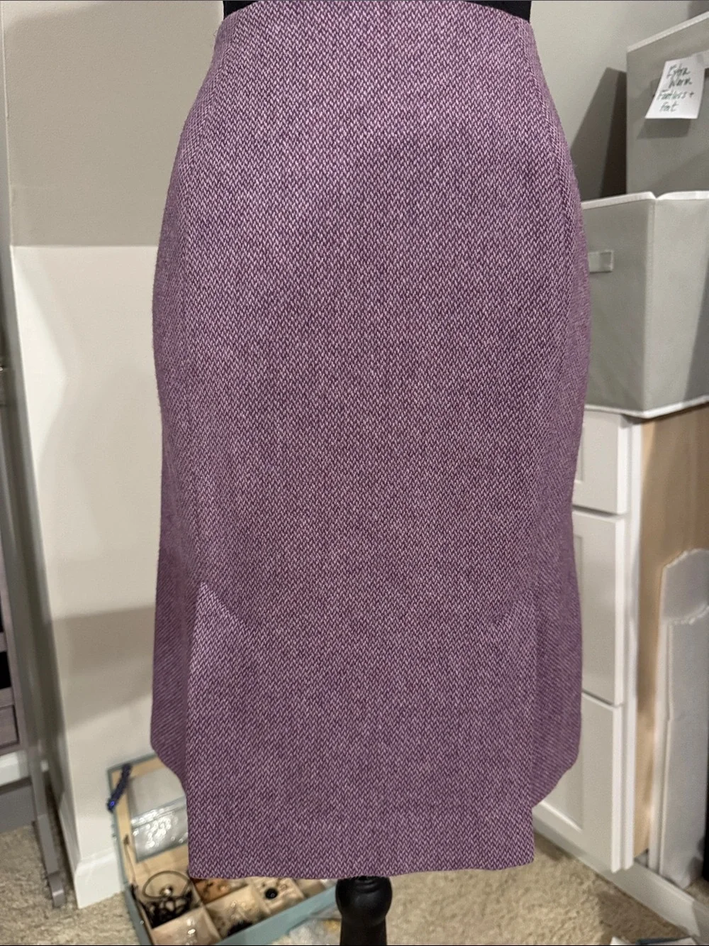Women's Lavender Textured A-Line Wool Blend Skirt